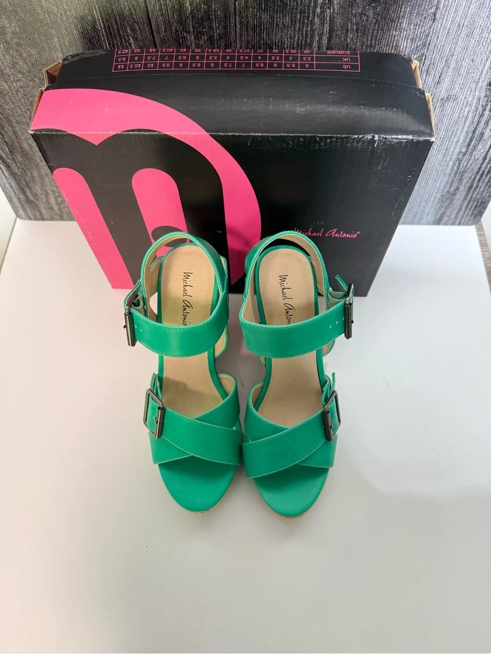 Michael Antonio Bright Green Women's Strappy Block Heel Sandals